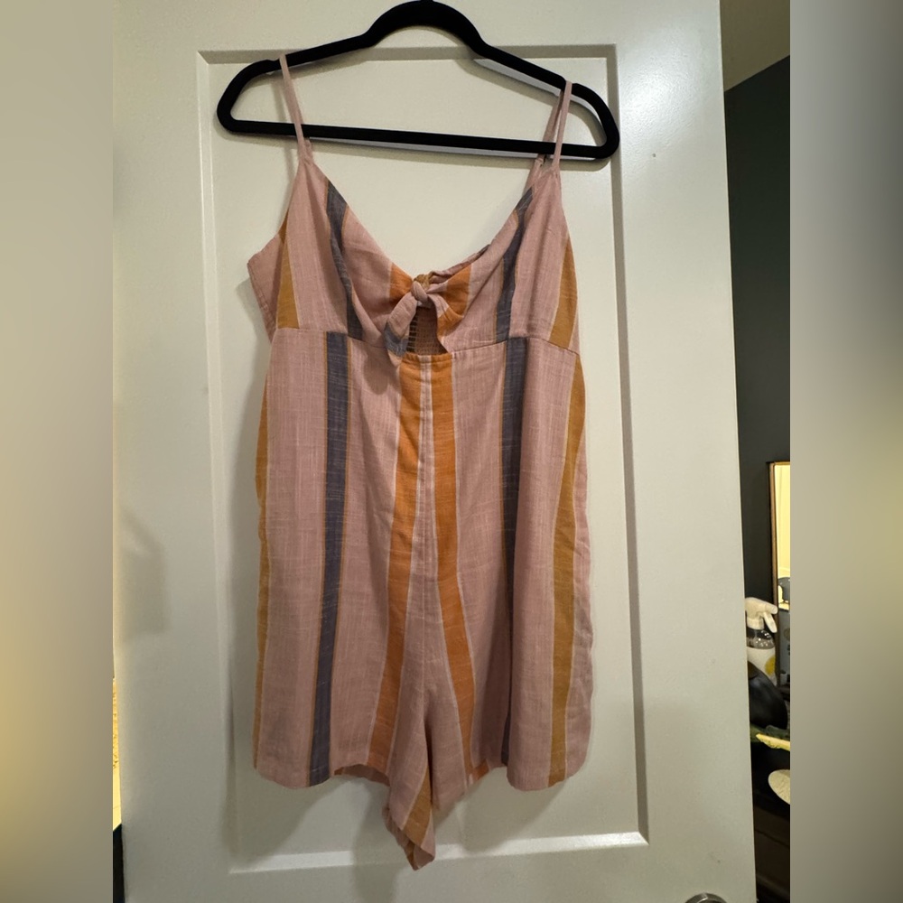 O'Neill Tatum Stripe Romper in Pink and Tan